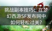 挑战副本技巧：在梦幻西游SF发布网中如何轻松过关？