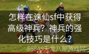 怎样在诛仙sf中获得高级神兵？神兵的强化技巧是什么？