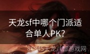 天龙sf中哪个门派适合单人PK？