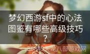 梦幻西游sf中的心法图鉴有哪些高级技巧？