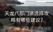 天龙八部门派选择攻略有哪些建议？