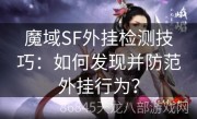 魔域SF外挂检测技巧：如何发现并防范外挂行为？