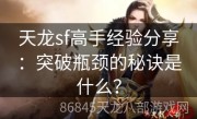 天龙sf高手经验分享：突破瓶颈的秘诀是什么？