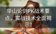 华山论剑PK战术要点，实战技术全面揭示！