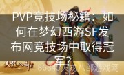 PVP竞技场秘籍：如何在梦幻西游SF发布网竞技场中取得冠军？