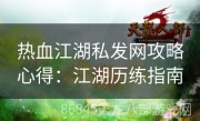 热血江湖私发网攻略心得：江湖历练指南