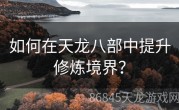 如何在天龙八部中提升修炼境界？