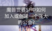 魔兽世界SF中如何加入或创建一个强大的公会？