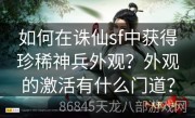 如何在诛仙sf中获得珍稀神兵外观？外观的激活有什么门道？