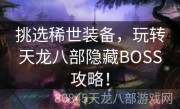 挑选稀世装备，玩转天龙八部隐藏BOSS攻略！